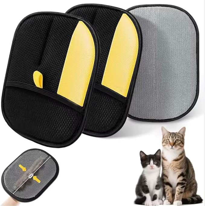 Pet Hair Removal Gloves for Dogs & Cats – Double-Sided Electrostatic Grooming Mitt, Reusable & Washable, Gentle Massage