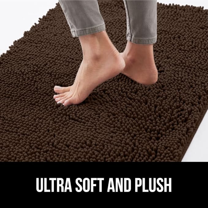 GORILLA GRIP SoakSTOPPER Dog Door Mat, 70x24 Machine Washable Rug Absorbent Doormat Captures Moisture Mud Dirt, Quick Dry Soft Chenille Entryway Rugs Indoor Entrance Mats for Dog Paws, Brown