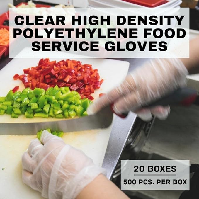 PackagingSuppliesByMail PSBM Food Prep Gloves, Powder & Latex Free, Disposable, Poly, For Food Service