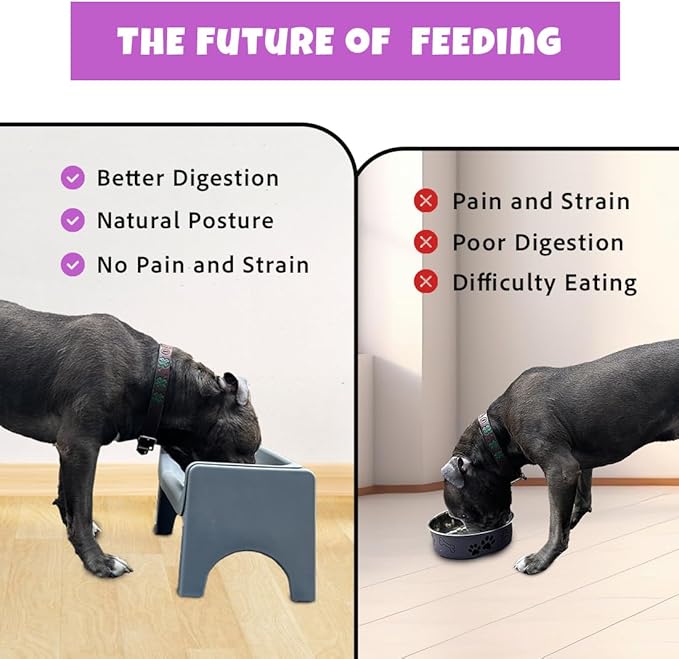 The Fluff Trough Fluff Trough XL Set Elevated Dog Bowl Feeder for Healthy Posture & Digestion, Minimizes Neck Strain, Vet Recommended, Dishwasher Safe, Black, X-Large (Pack of 1)