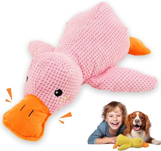 Duck Dog Toys,2026 New Calming Toy for Dogs,Dog Toys for Aggressive Chewers,Indestructible Toy for Large Small Dogs,Durable Stuffed Dog Puppy Toys (Pink, Small)