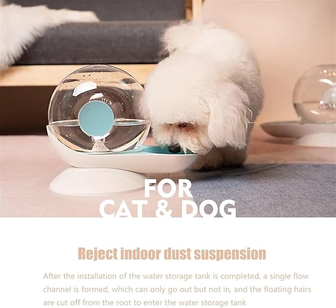 Automatic Snails Bubble Cat Water Bowl, Water Dispenser, No Electricity, 2.8L Pet Drinking Fountain for Cats & Dogs (Blue)