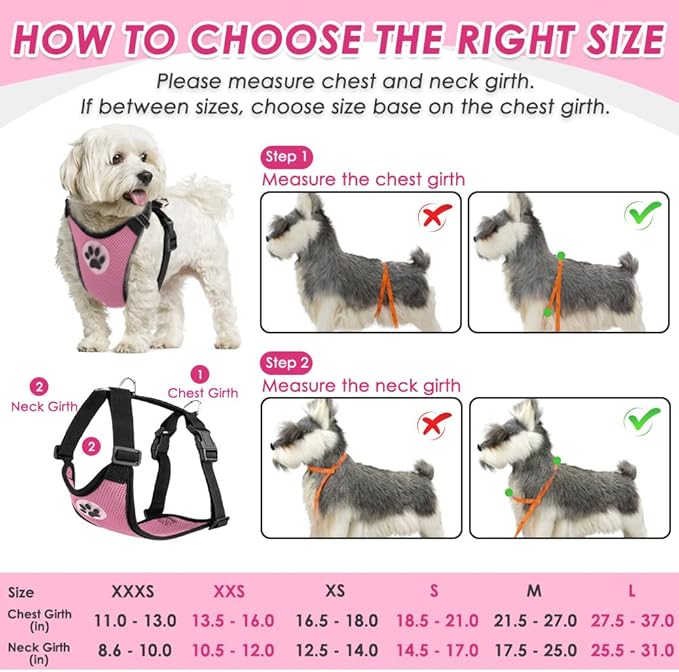 SlowTon Dog Seat Belt Harness for Car, Dog Car Harness Adjustable Mesh Breathable & Dog Seatbelt Safety Tether with Elastic Bungee for Small Medium Large Pets (Pink, Single Clip, XXS)