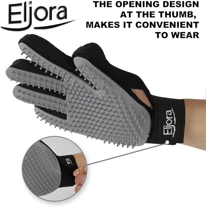 Pet Grooming Glove & Dematting Comb Set – Anti-Slip Handle Deshedding Comb+ Gentle Massage Glove (Pair) for Dogs & Cats – Removes Loose Hair, Mats & Tangles – Safe, Effective Grooming