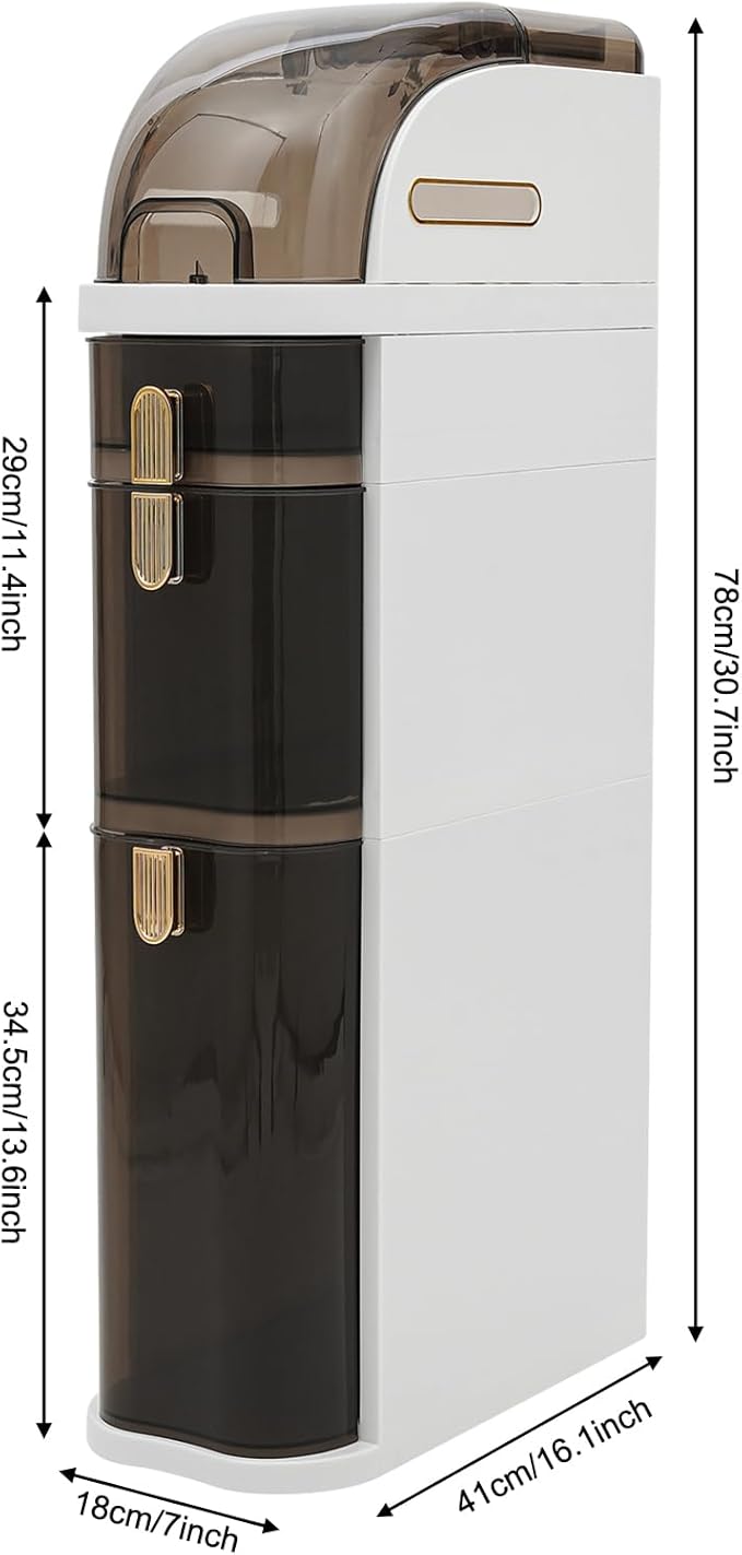 3 Drawers Bathroom Floor Organizer Cabinet,Free Standing Cabinet w/4 Removable Wheels,Narrow Slim Storage Rack for Small Spaces,Bathroom,Kitchen,Laundry