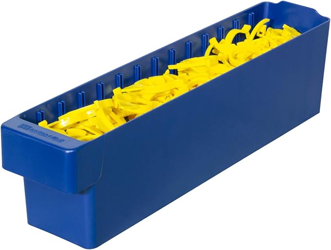 Akro-Mils 31148 AkroDrawer Stackable Plastic Storage Drawer Storage Bin, (17-5/8-Inch x 3-3/4-Inch x 4-5/8-Inch), Blue, (6-Pack)