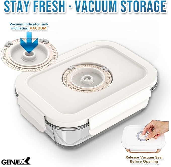 Glass Vacuum Seal Containers for Food Storage (Sealer sold separately)