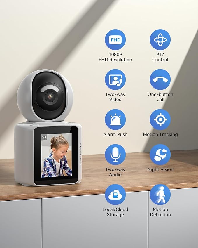 TMEZON 2pk Two Way Audio Video Pet Dog Camera with Speaker Video Calling Devices for Grandparents Wireless Security Camera Indoor Monitor 1080P with Phone app Motion Detection