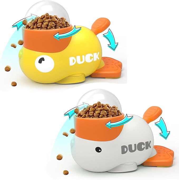 2pcs Dog Interactive Treat Dispenser Toy Food Puzzle Slow Feeder Duck-Shaped Dog Puzzle Feeders for Small Medium Dogs Cats IQ Training Reduces Bloating for Healthy Eating