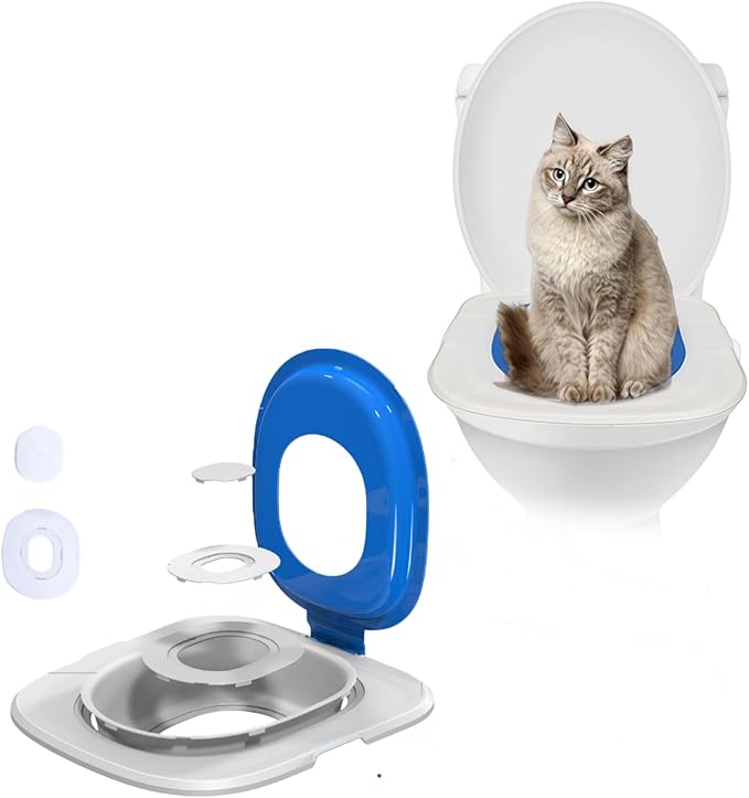 Pilipane Cat Toilet Training Kit Reusable Cat Toilet Trainer Urinal Removable Pet Toilet Training System for Home Pet Shop (Blue)