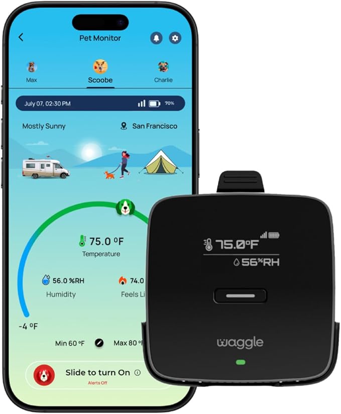 Waggle 4G LTE Pet Monitor Lite + RV Mini Camera - Cellular Temperature & Humidity Monitor, Real-time Alerts - RV/Camper/Van/Car Monitoring - Subscription Required