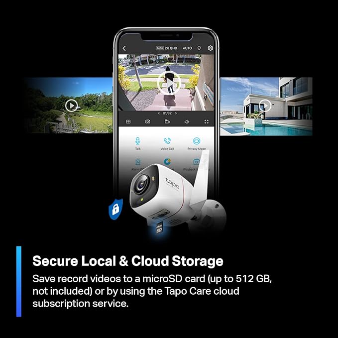 Tapo ColorPro Wi-Fi Outdoor Camera | Plug-in | Daylight Clarity at Night | 2K QHD | Person/Pet/Vehicle Detection | Local/Cloud Storage | 127° FOV | Built-in Siren C325WB