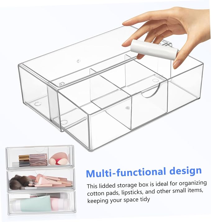 CHILDWEET 3pcs Acrylic Makeup Storage Box Lid Compartment Organizer Desktop Lipstick Holder