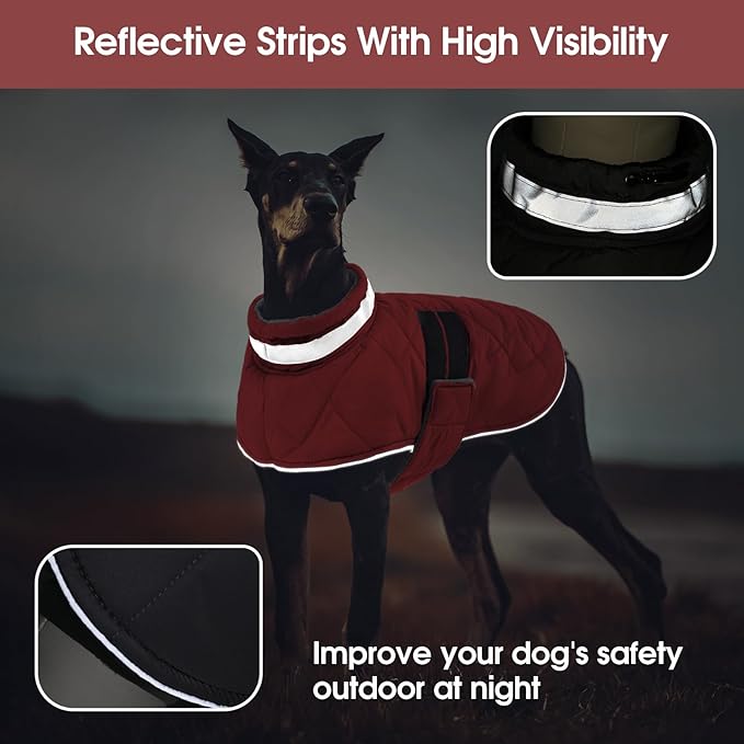 Dog Winter Coat Warm Padded Puppy Jacket Windproof Water Resistant Clothes for Small Medium Large Pets Christmas Sweater Outfit Vest(Red, M)