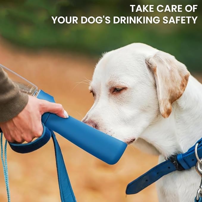 Portable Dog Water Bottle for Walking – 19oz / 12oz Foldable Pet Water Dispenser for Puppies, Medium & Large Dogs – Leak Proof Travel Water Bowl for Small Animals Dog Accessories(19OZ Dark Blue)