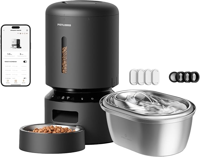 Bundle of PETLIBRO Stainless Steel Cat Water Fountain and PETLIBRO Automatic Cat Feeder, 5G WiFi