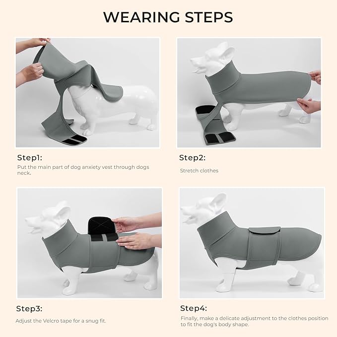 Dog Anxiety Calming Vest Adjustable Turtleneck Thunder Shirt Jacket for Fireworks, Separation, Vet Visits, Pet Hoodie for Large Medium Dogs