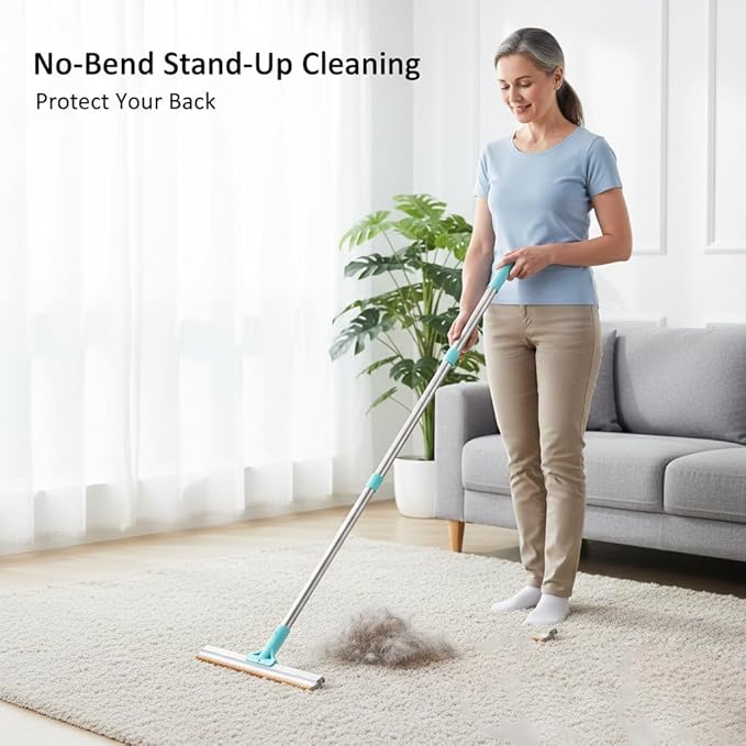 Carpet Rake for Pet Hair Removal, 3-Section Rake to Fluff Matted Rug & Remove Dog Cat Hair, Deep Clean Tool for Stairs, Furniture, Couch & Car Seats, Reusable & Easy Storage