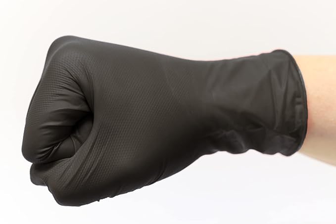 DENCO DISTRIBUTING, INC. GripTensity Diamond Nitrile Gloves - Black 7 MIL - Latex & Powder Free - 10 Boxes