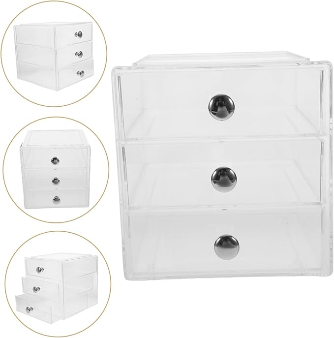 Vaguelly Clear Drawer Organizer for Makeup Jewelry Stackable Storage Box Handles for Desktop and Home Use
