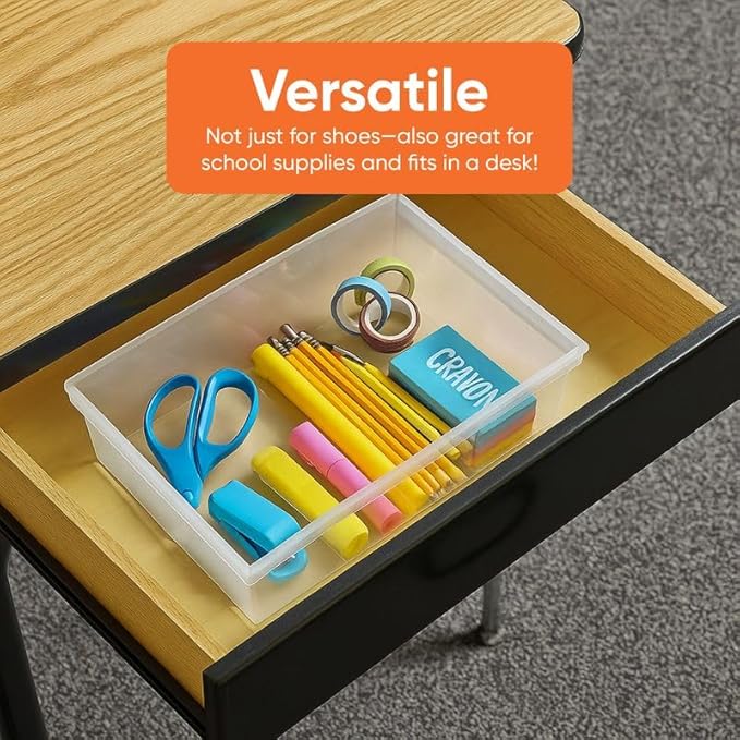 Superio Shoe Box Modern Storage Container 3 Pack - 6.5 Quart/6 Liter, Stackable Plastic Shoe Box Organizer (13.5"L x 8.35"W x 5.2"H)