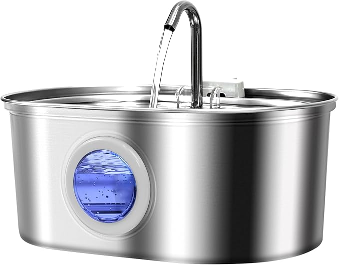 Ultra-Quiet Replacement Pump and Stainless Steel Cat Water Fountain