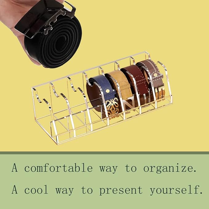 Acrylic Belt Organizer, 7 compartment，acrylic belt organizer for closet,belt checkroom and present for friends