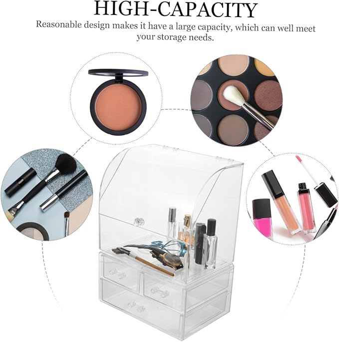 Cosmetic Storage Box Acrylic Makeup Case Thick Material Crystal Diamond Pattern Desktop Organizer