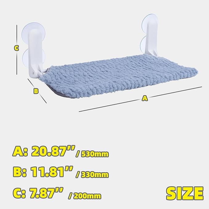 Cat Window Perch, Easy Install Bracket, Portable Wall Hammock for Indoor Cat, Light Blue