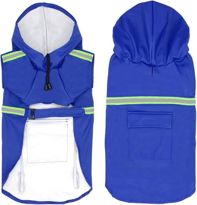 Pet Dog Raincoat Waterproof Reflective Lightweight with Adjustable Hood for Small Medium Large Dogs (Blue,5XL)