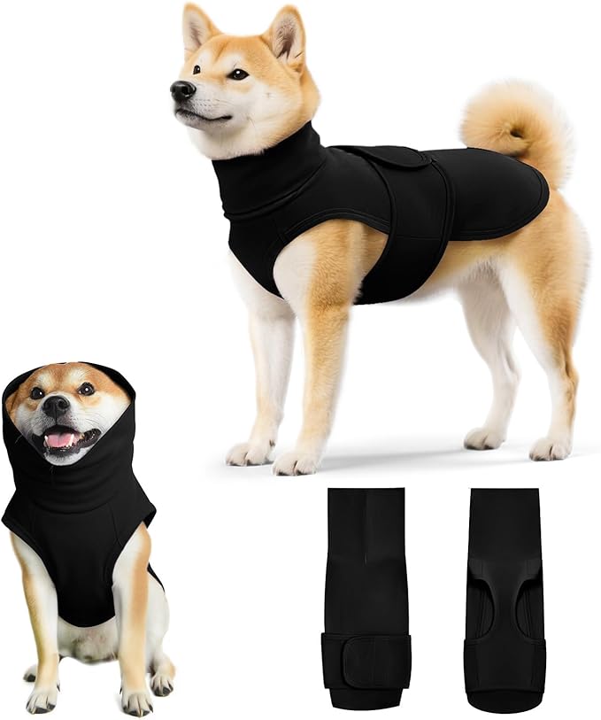 Dog Anxiety Calming Vest Adjustable Turtleneck Thunder Shirt Jacket for Fireworks, Separation, Vet Visits, Pet Hoodie for Large Medium Dogs