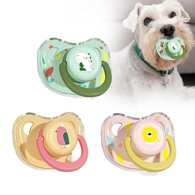 3Pcs New Calming Dog Pacifier Chew Toy, Dog Chewing Pacifier, Pet Silicone Chew Toy for Small Dog Cats (3 PCS, Mix)