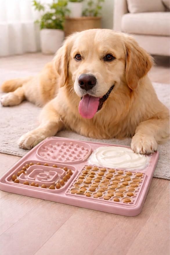 Hearth & Paw Silicone Lick Mat for Dogs – Slow Feeder & Enrichment Mat, Food-Grade 100% BPA-Free Silicone, Mental Stimulation,Better Digestions, Anxiety Relief, Multiple Colors Available (Blush Pink)
