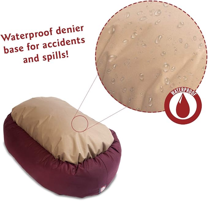 40 inch Burgundy & Sherpa Bagel Dog Bed By Majestic Pet Products