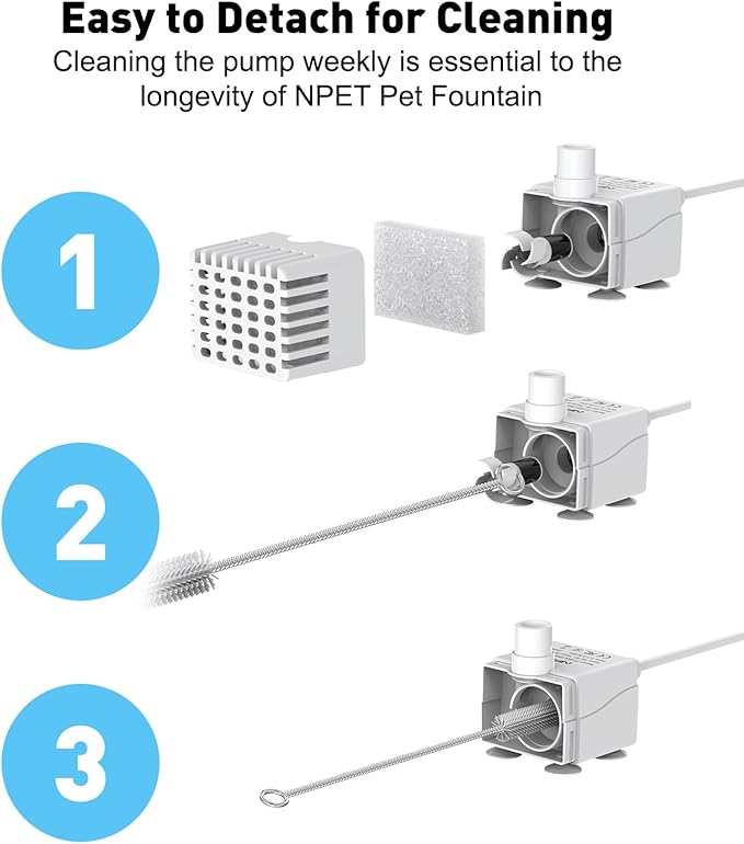 NPET Stainless Steel Cat Water Fountain, 1Gallon/135oz Automatic Pet Drinking Fountain with LED Water Pump