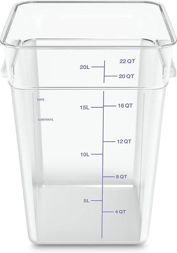 Carlisle FoodService Products Squares Square Food Storage Container with Stackable Design for Catering, Buffets, Restaurants, Polycarbonate (Pc), 22 Quarts, Clear