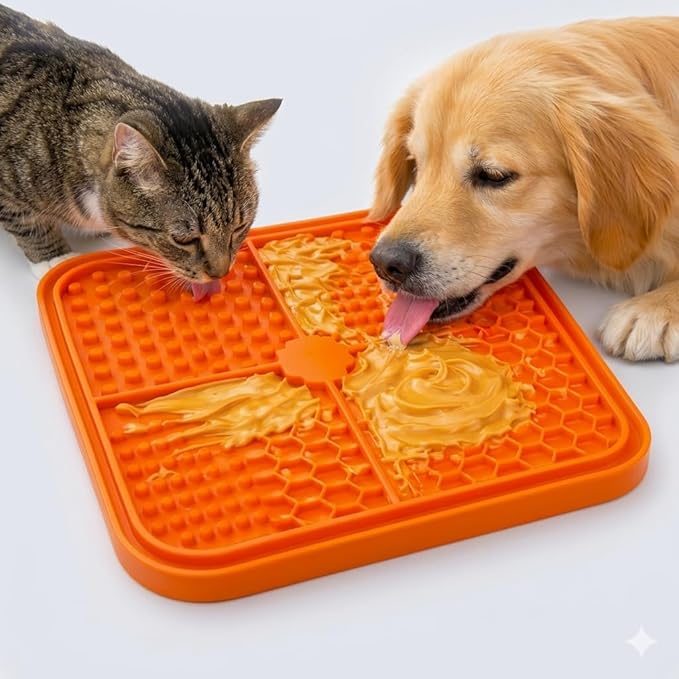 Lick Mat for Dogs and Cats, Food Grade Silicone Slow Feeder Mat with Strong Suction for Grooming, Bathing and Anxiety Relief, BPA-Free Pet Feeding Mat for Dental Care