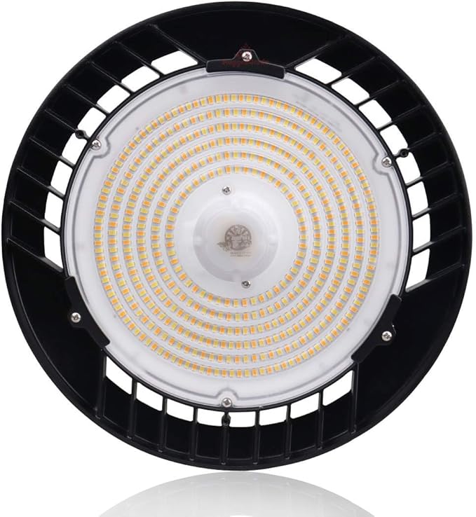 RuggedGrade 150W - Titan VI Series LED High Bay Light UFO with Motion Sensor - 24,750 Lumens - Color Selectable on Fixture 3000K/4000K/5000K - Warehouse, Multisport Gyms/Workshops - DLC 5.1 Premium
