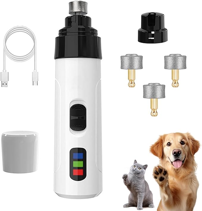 Silent Groom Pro Dog Nail Grinder, Quiet & Safe Pet Nail Grinder and Trimmer, Professional Low Noise Nail Clipper Alternative for Dogs (1+3*Replacement Header)