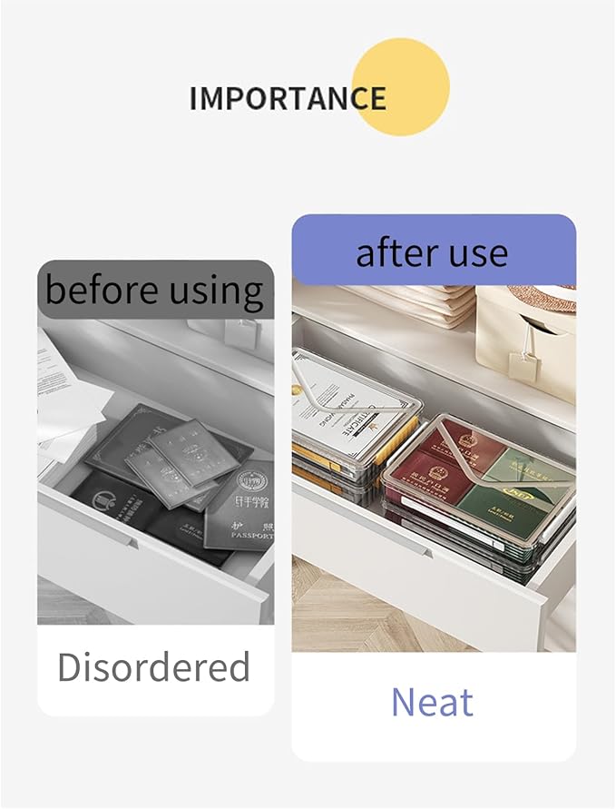 2 Pcs 8.5 x 11 Paper Storage, Clear Plastic Organizer for A4 With Handle Files Portable Project Case, Art Organizer Snap Seal Inserts
