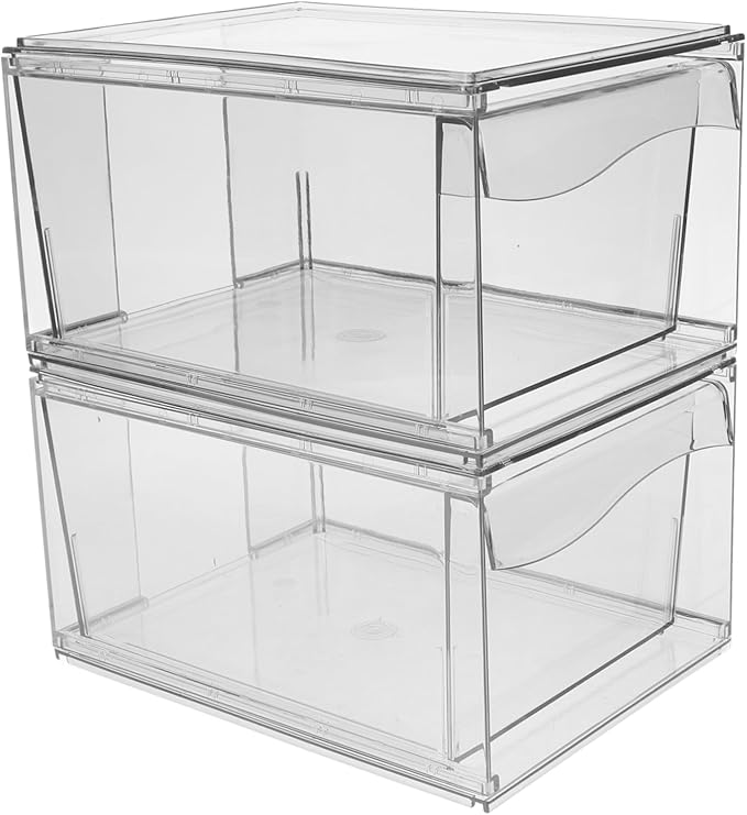 2pcs Stackable Acrylic Makeup Organizer for Desktop Storage Versatile Cosmetic and Office Supplies Organizer Stylish Bathroom Storage