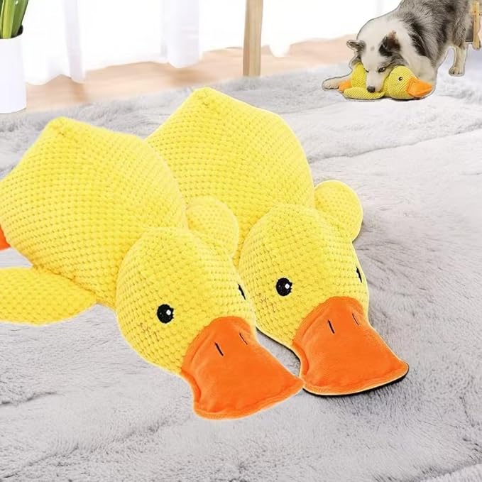 2025 Upgraded Mellow Dog Calming Duck Dog Toy, Quack-Quack Duck Toy,The Mellow pet Calming Pillow,3D filling,Fun toys and Chew Toy for Any Size Pet Puppy,Puppys Calming Pillow (Double yellow)