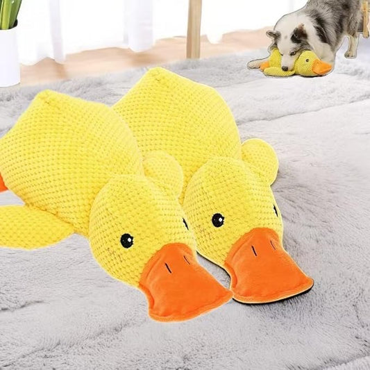 2025 Upgraded Mellow Dog Calming Duck Dog Toy, Quack-Quack Duck Toy,The Mellow pet Calming Pillow,3D filling,Fun toys and Chew Toy for Any Size Pet Puppy,Puppys Calming Pillow (Double yellow)