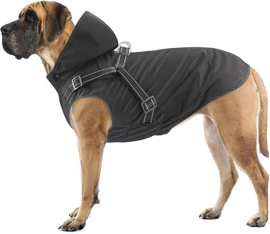 Mosucoirl Dog Raincoat Waterproof Dog Hoodie Reflective Dog Raincoat Hooded Adjustable Rain Jacket for Small Medium Large Dogs Puppies (Black, M)