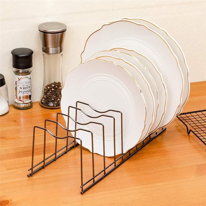 SANNO Pan Pot Lid Holder Organizer, Rack Kitchen Organizer for Plates Expandable Pull Out Drawer Organizer and Storage, Cabinet Pots Pans Organizer Sliding Shelf Under Sink Shelf