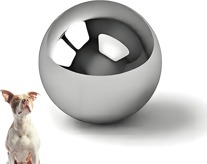 SUS304 Stainless Steel Dog Food Slow Feeder Ball - 3in - Slows Fast Eating, Prevents Choking, Bloating & Obesity - Fun Feeding for All Dogs - Durable, Smooth & High Adaptability (Medium 3Inch)