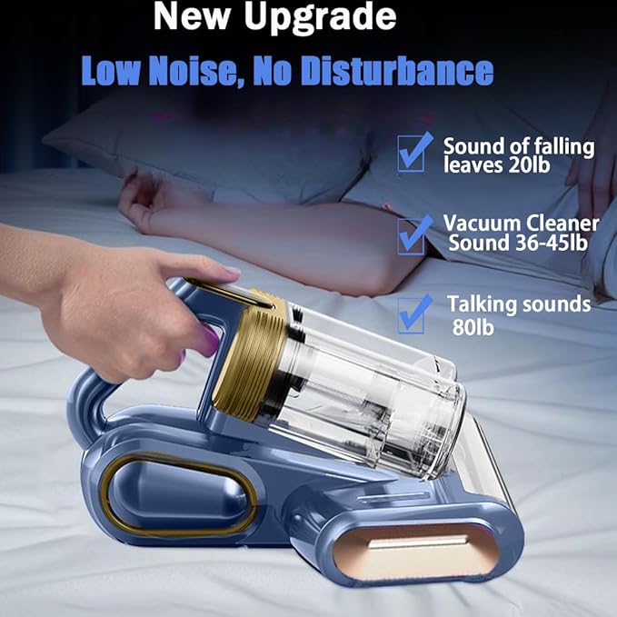 Bed Vacuum Cleaner,16Kpa Suction Double Cup Cordless Mattress Vacuum Cleaner with Ultrasonic and LED Display,18000 RPM/Min Brushroll,Cordless Vacuum for Pet Hair,Sofas,Blankets,Mattresses,etc.