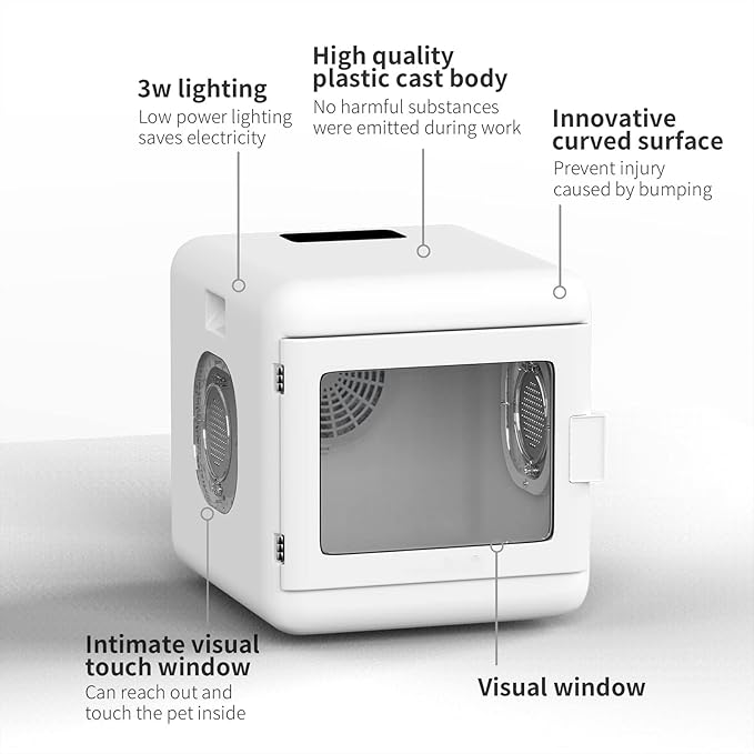 Simple Deluxe 60L Automatic Pet Dryer Box, 40dB Low Noise 360°Circulating Air Dryer for Cats and Small Dogs, Professional Fast Drying Blower with Smart Control Panel