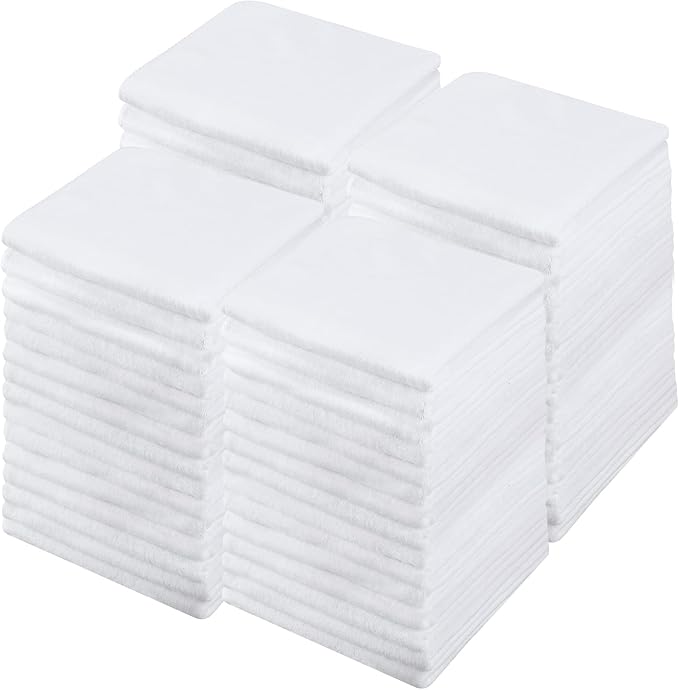 Shimeyao 40 Pack Bleach Proof Towels Microfiber Absorbent Resistant Hair Hand Towels Bulk Quick Dry for Barber Gym Bath Spa Shaving (White,Cute)