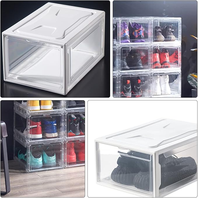 Zerodeko 1pc Transparent Sneaker Storage Box Clamshell Shoes Organizer Stackable Container for Shoes Socks and Accessories for Closet and Entryway Storage